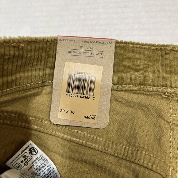 Levis Boyfriend Corduroy Pants Womens 29x30 Tan Mid Rise Relaxed Tapered Leg - Picture 8 of 12